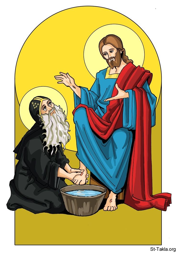 Pishoy Image Saint Bishoy with Jesus Christ
