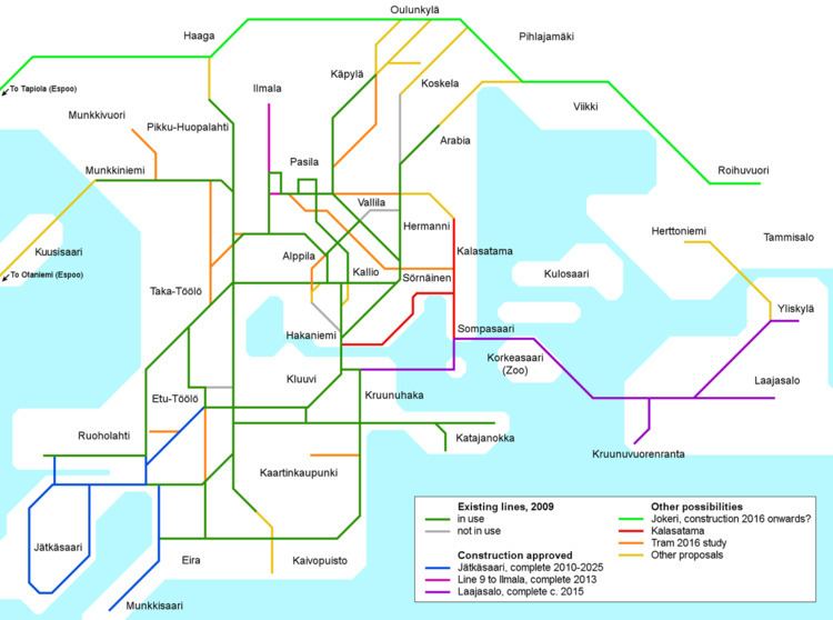 Planned extension of the Helsinki tram network