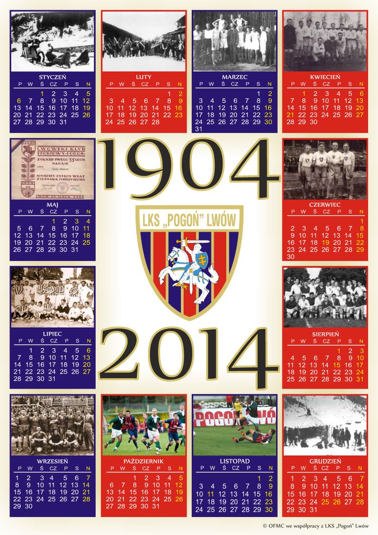 Pogoń Lwów (1904) Pogo Lww 1904 2014 rocznicowe kalendarze