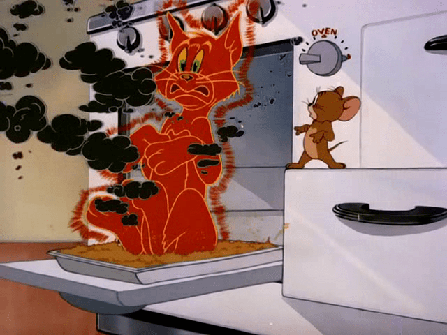 Polka-Dot Puss movie scenes The vile Jerry Mouse tortures Tom by freezing him then boiling him a phoney attempt to cure him of the measles which he doesn t have in Polka Dot Puss 
