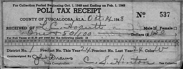 Poll tax wwwbrownvillealabamacompolltaxjpg