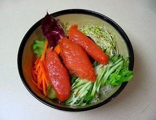 Pollock roe with other vegetables