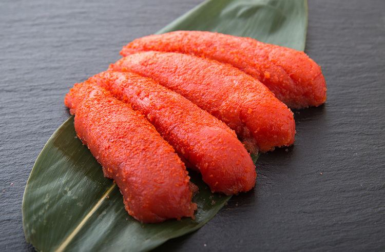 Seasoned Pollock Roe served on a leaf