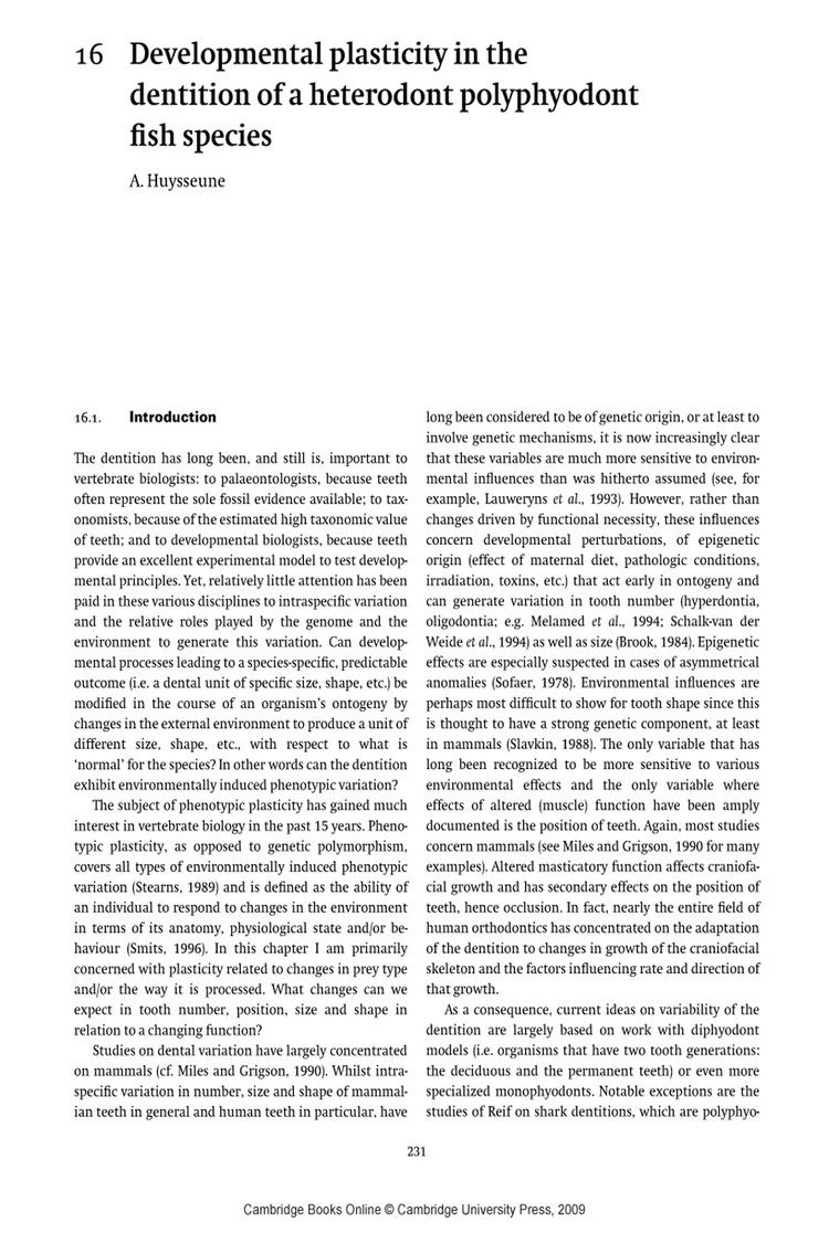 Polyphyodont 16 Developmental plasticity in the dentition of a heterodont