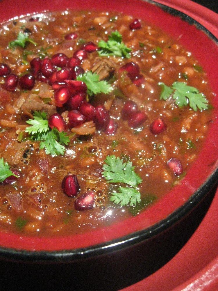 Pomegranate soup Morsels and Musings persian pomegranate soup