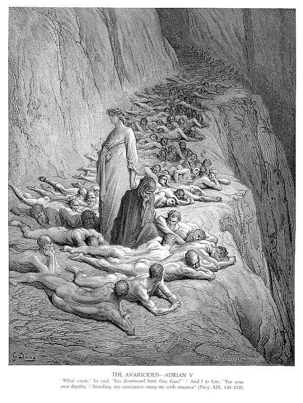 Pope Adrian V Dante and Pope Adrian V c1868 Gustave Dore WikiArtorg