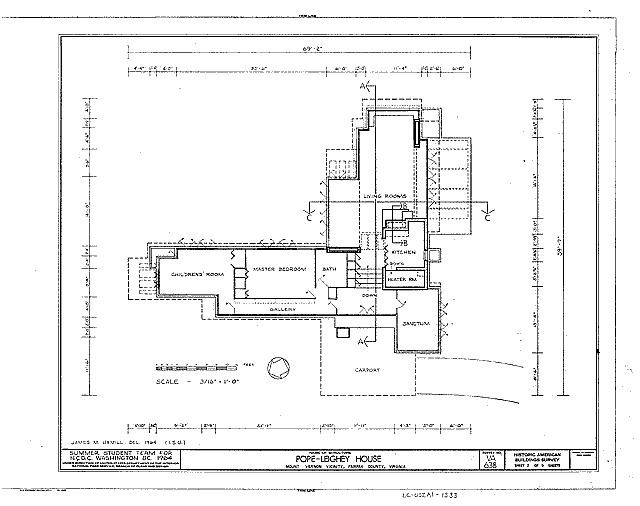 Pope–Leighey House PopeLeighey House plan HABS VA30FALCH2 CategoryPope