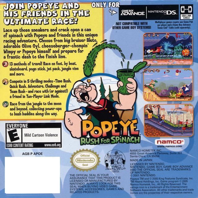 Popeye: Rush for Spinach Popeye Rush for Spinach Box Shot for Game Boy Advance GameFAQs
