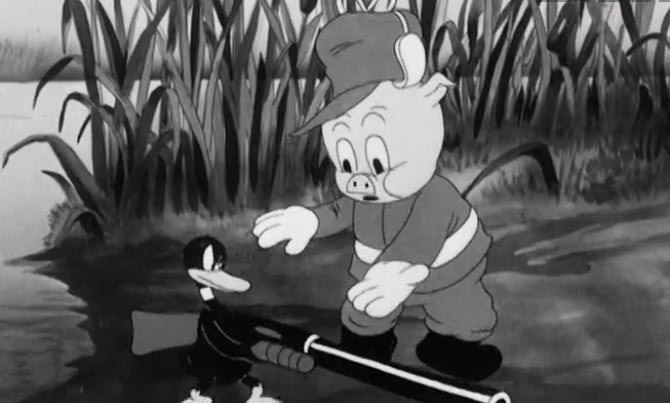 Porkys Duck Hunt movie scenes A still from Daffy Duck s debut short Porky s Duck Hunt 1937 