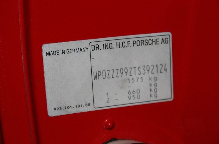 Porsche VIN numbers