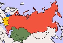 Map of Russia's "Near Abroad" coloured by regions