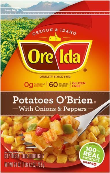 Potatoes O'Brien OreIda Potatoes O39Brien with Onions amp Peppers HyVee Aisles