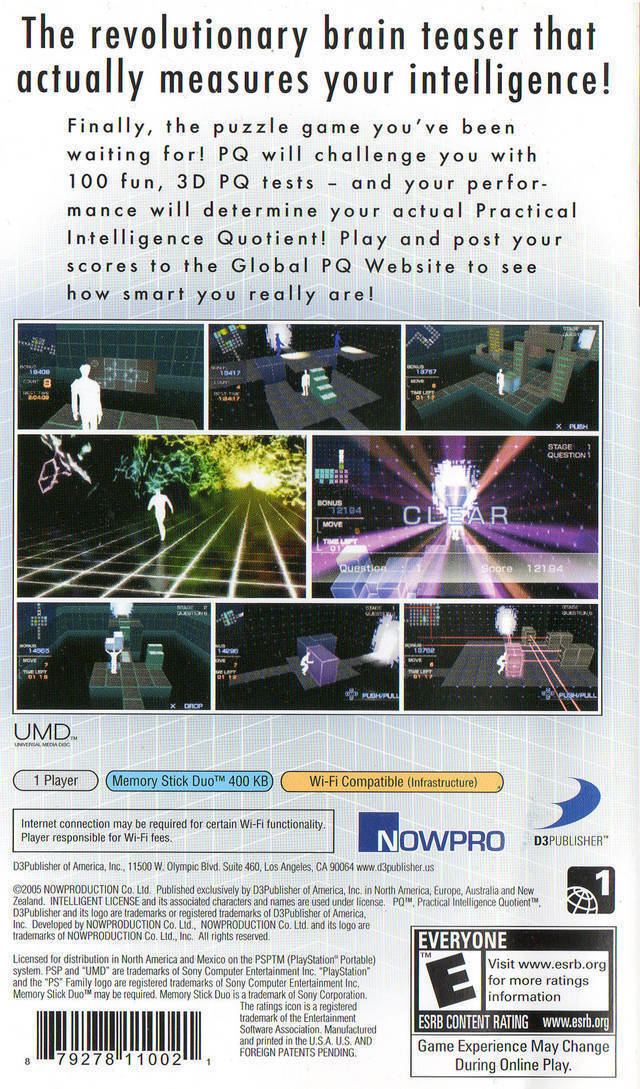 PQ: Practical Intelligence Quotient PQ Practical Intelligence Quotient Box Shot for PSP GameFAQs