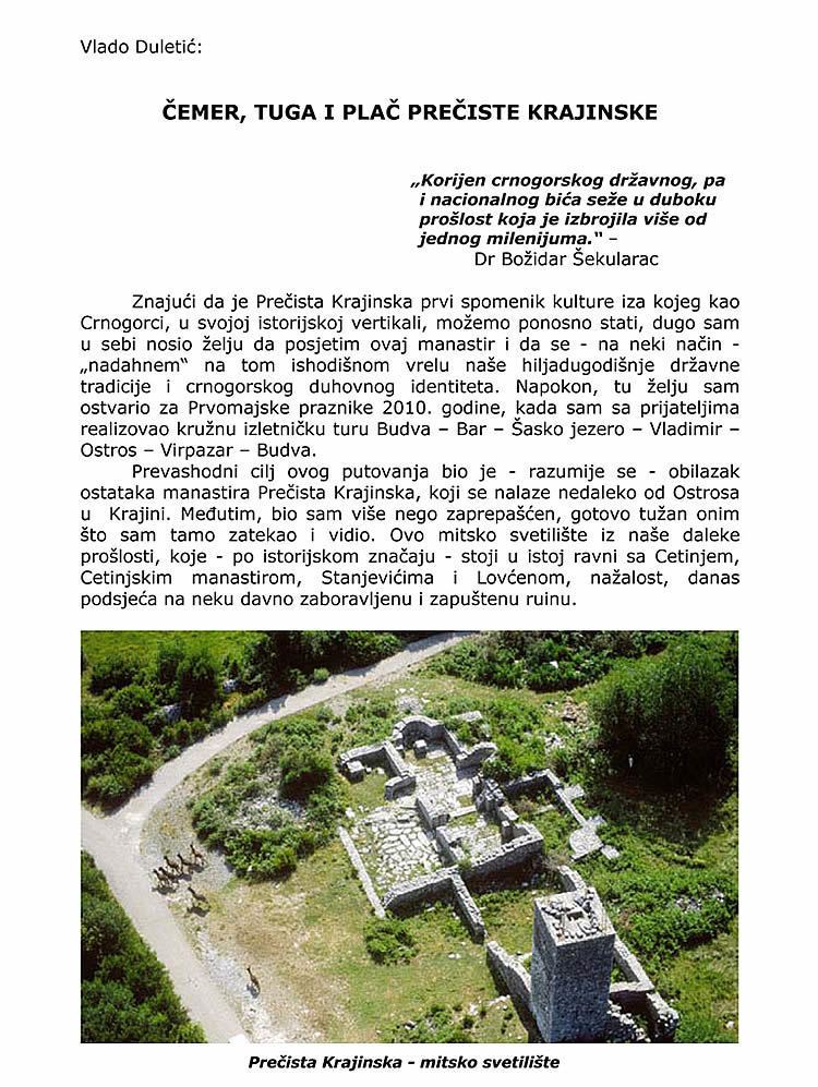 Prečista Krajinska MONTENEGRINA digitalna biblioteka crnogorske kulture i nasljedja