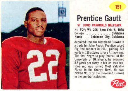 Prentice Gautt 1962 Post Cereal Prentice Gautt 151 Football Card Value