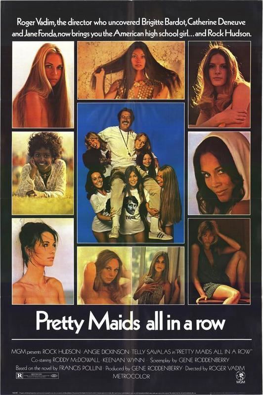 Movie poster of Pretty Maids All in a Row starring Rock Hudson, Joy Bang, Gretchen Carpenter, JoAnna Cameron, Aimee Eccles, June Fairchild, Margaret Markov, and Brenda Sykes.