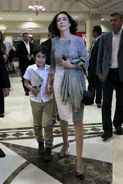 Princess Rym al-Ali Princess Rym Ali of Jordan and her son Abdullah arrive for