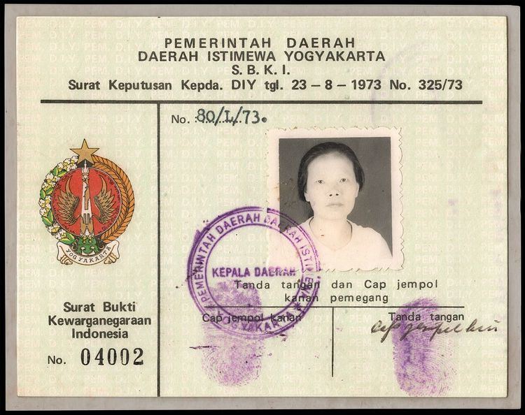 Proof of Citizenship of the Republic of Indonesia