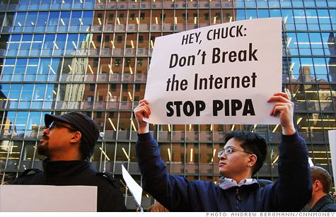 Protests against SOPA and PIPA SOPA and PIPA postponed indefinitely after protests Jan 20 2012