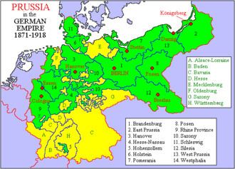 The map of Provinces of Prussia from 1871 to 1918