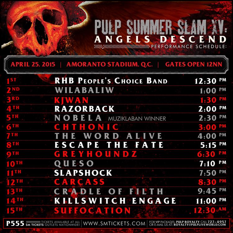 Pulp Summer Slam PULP Summer Slam XV Angel39s Descend Performance Schedule on