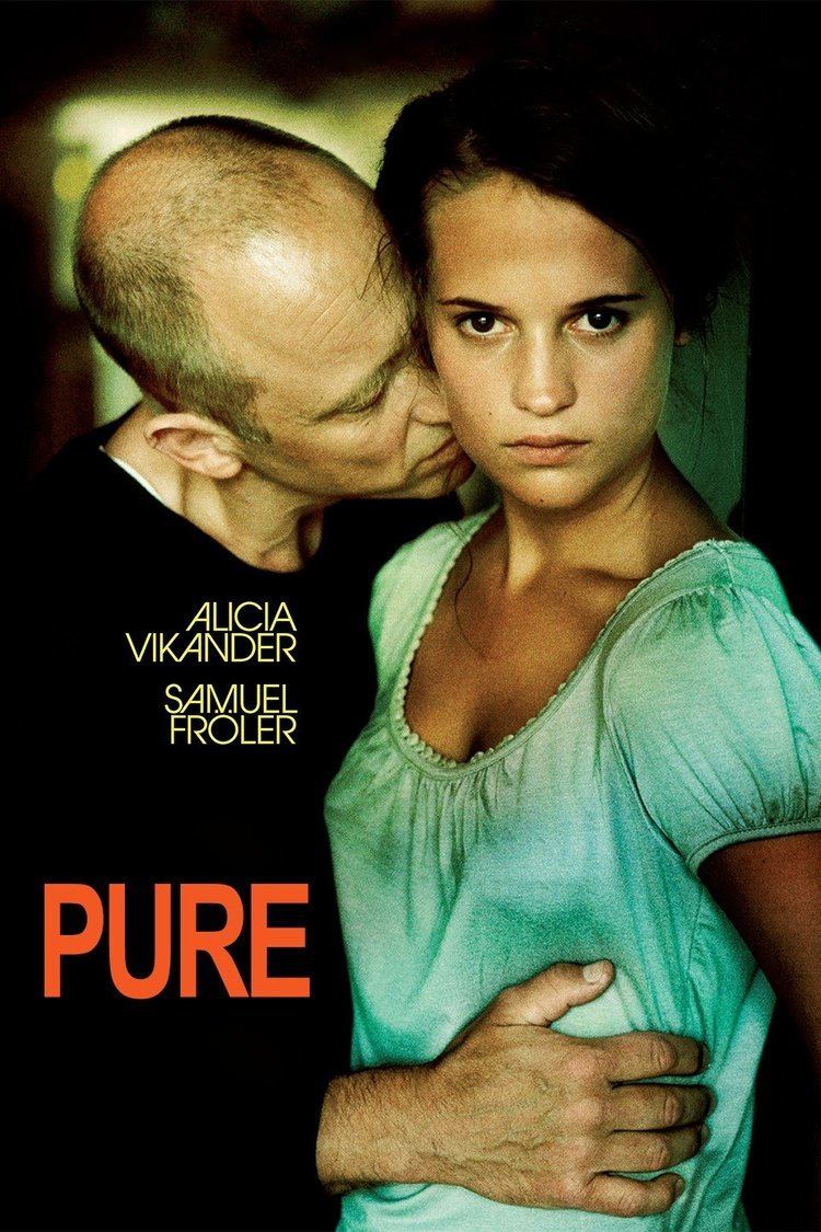 Samuel Fröler kissing Alicia Vikander's neck in the movie poster of the 2009 film, Pure