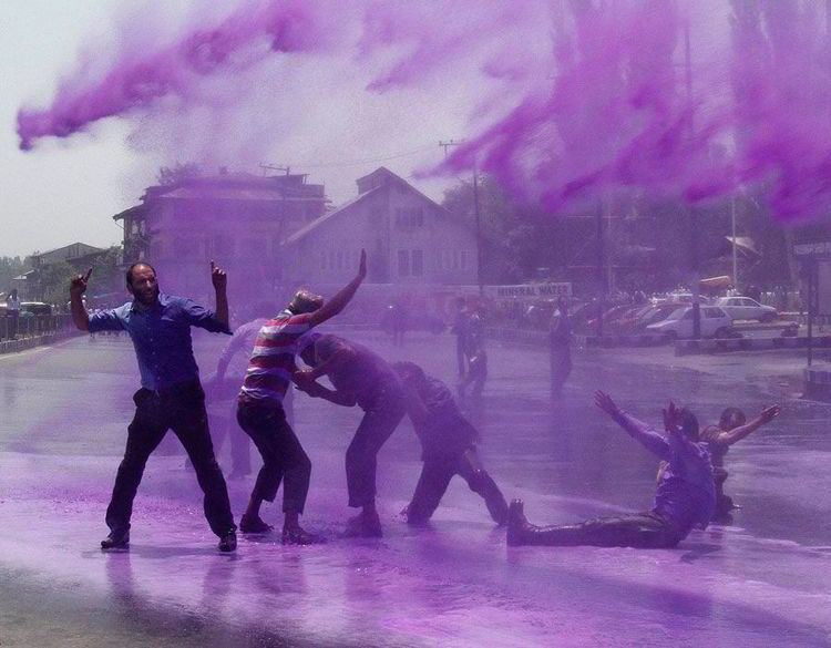 Purple Rain Protest Indian protests end with purple rain Pictures Pics Expresscouk