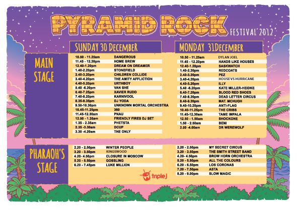 Pyramid Rock Festival Oztix News Pyramid Rock Playing Times