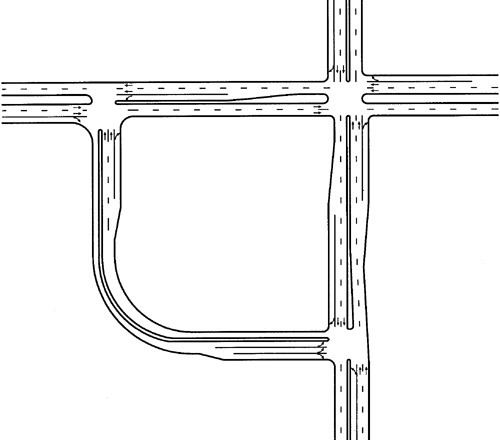 Quadrant roadway intersection