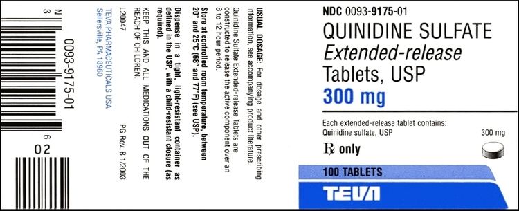 Quinidine QUINIDINE SULFATE Extendedrelease TABLETS USP9175Rx only