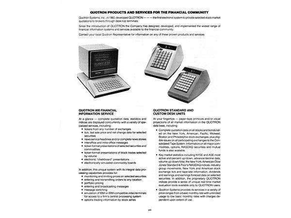 Quotron Quotron Terminals information sheet CHM Revolution
