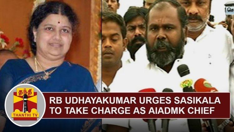R. B. Udhaya Kumar Revenue Minister R B Udhaya Kumar urges Sasikala to take charge as