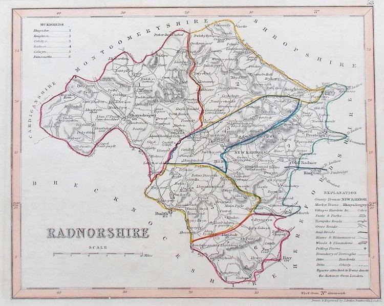 Radnorshire Antique Map of Radnorshire by Joshua Archer