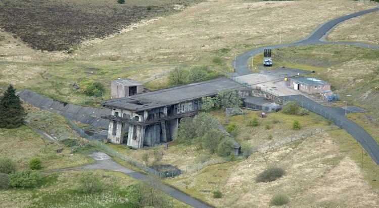 An aerial view of one of the rocket firing stands used for testing the Blue Streak missile program at RAF Spadeadam