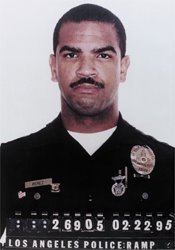 Rafael Pérez with a mustache and wearing a uniform.