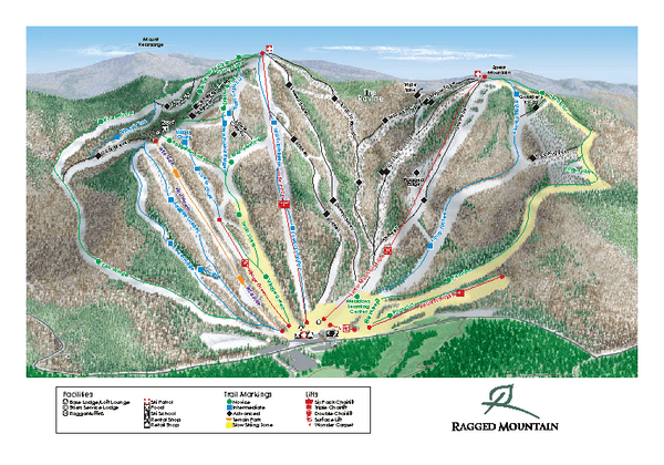 Ragged Mountain Resort Ragged Mountain Ski Trail Map Danbury New Hampshire United States