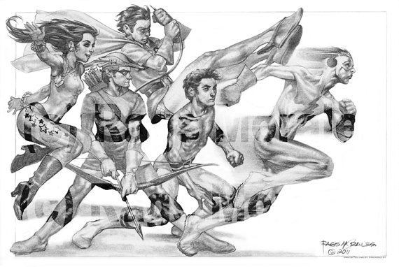 Rags Morales Teen Titans 115x15 Print rags morales dc comics by