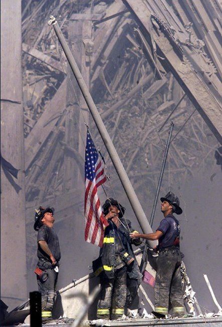 Raising the Flag at Ground Zero Panoramio Photo of Fierfighters Raising Flag at Ground Zero