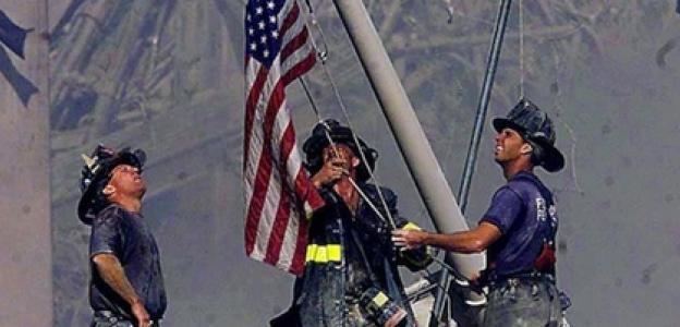 Raising the Flag at Ground Zero Flag firefighters raised at ground zero returns to site