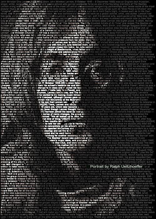 Ralph Ueltzhoeffer John Lennon October 9 1940 1980 TEXT PORTRAIT