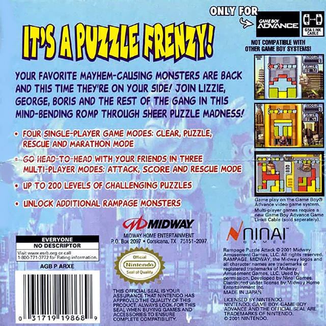 Rampage Puzzle Attack Rampage Puzzle Attack Box Shot for Game Boy Advance GameFAQs