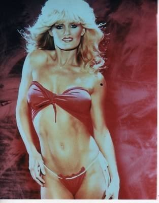 Randi Brooks while on her pictorial wearing a red two-piece