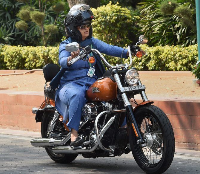 Ranjeet Ranjan Congress MP Ranjeet Ranjan rides a bike to Parliament Rediffcom