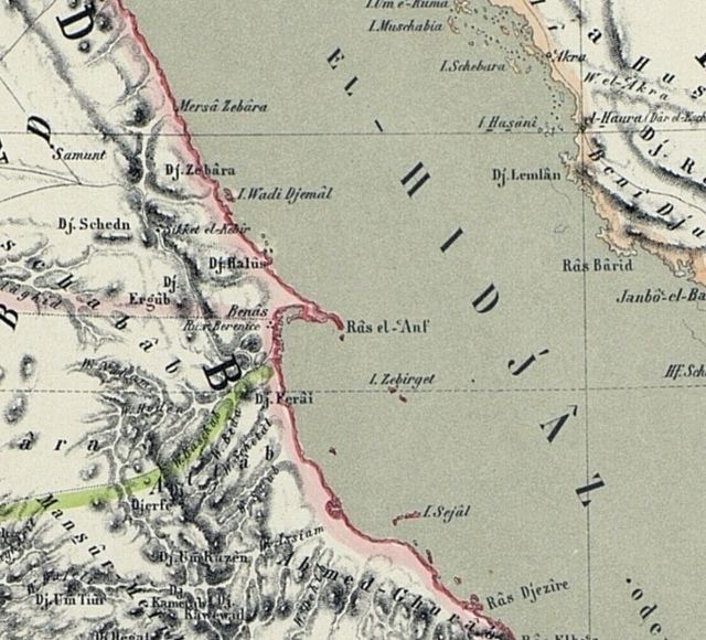 Ras Banas Map of the Nile Lands 1862 Ras Banas or Ras elAnf and the Red Sea