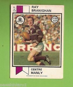 Ray Branighan D240 1974 SCANLENS RUGBY LEAGUE CARD 21 RAY BRANIGHAN MANLY eBay