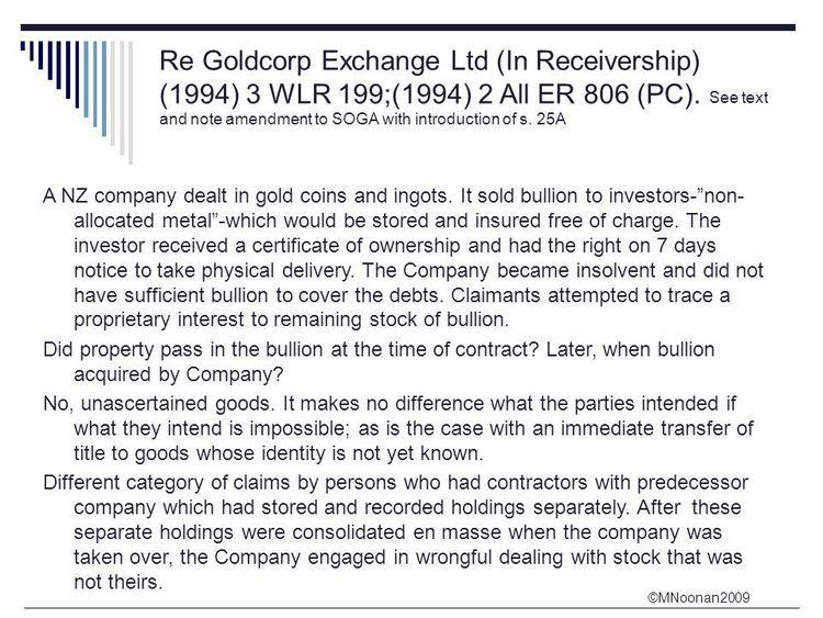 Re goldcorp exchange ltd case