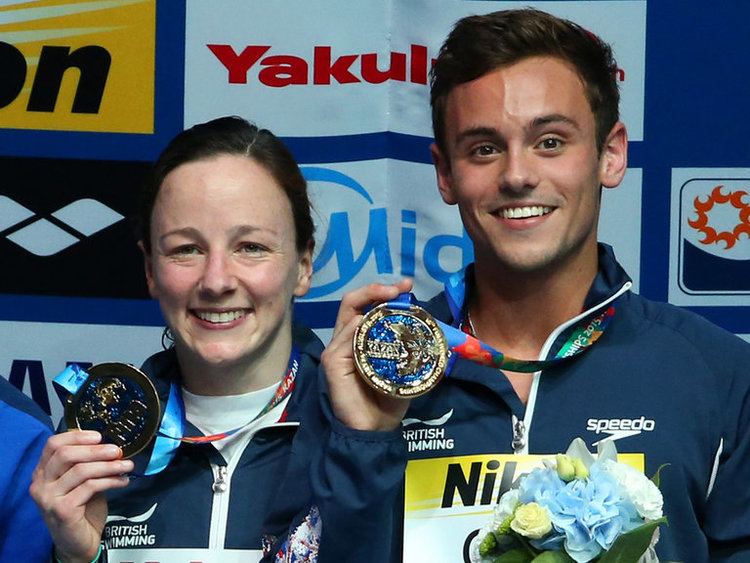 Rebecca Gallantree Tom Daley and Rebecca Gallantree win gold at World