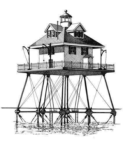 Rebecca Shoal Light Florida Lighthouse Association Inc FL Lighthouse Drawings by