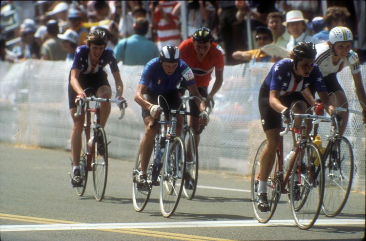 Rebecca Twigg 1984 Olympics Women39s Cycling Road Race showing Connie