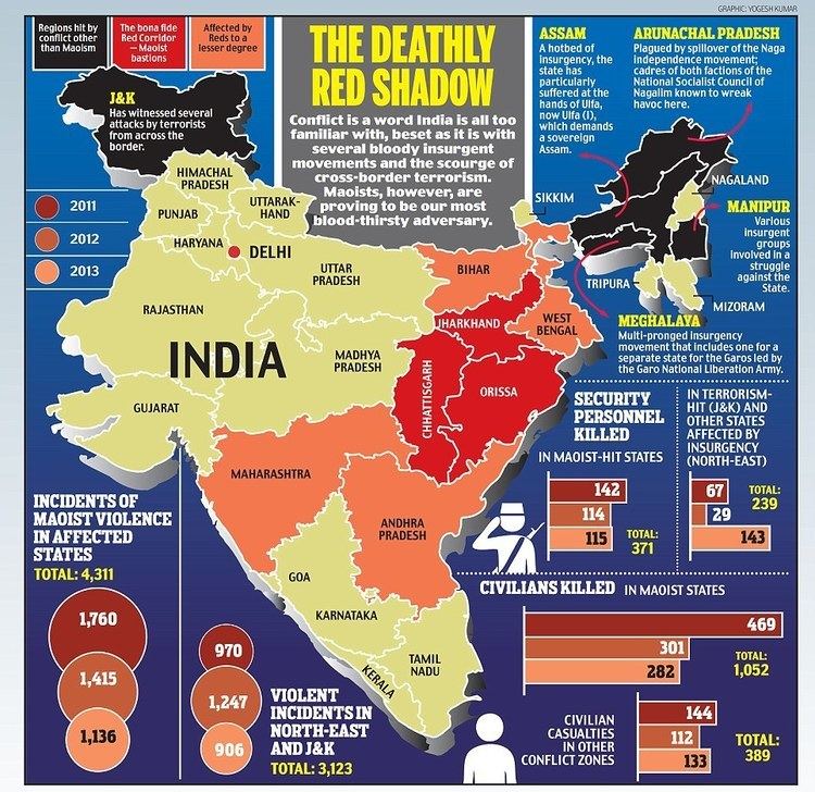 Red corridor Maoists kill one soldier every three days Naxal corridor is three